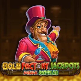 Gold Factory Jackpots Mega Moolah logo by Aurum Signature Studios Clover Casino