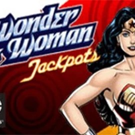 Wonder Woman Jackpots slot logo by Amaya at Clover Casino